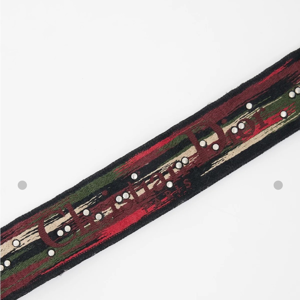 DIOR | Red & Multicolour Embroidered Studded Shoulder Strap - Picture 4 of 6
